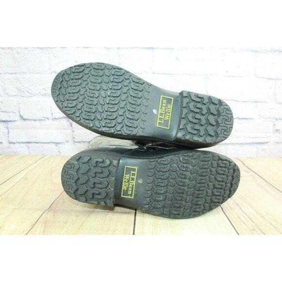 LL Bean Wellies Green Camo Rubber Pull-on Waterproof Tall Rain Boots Size 7 M - Picture 9 of 9